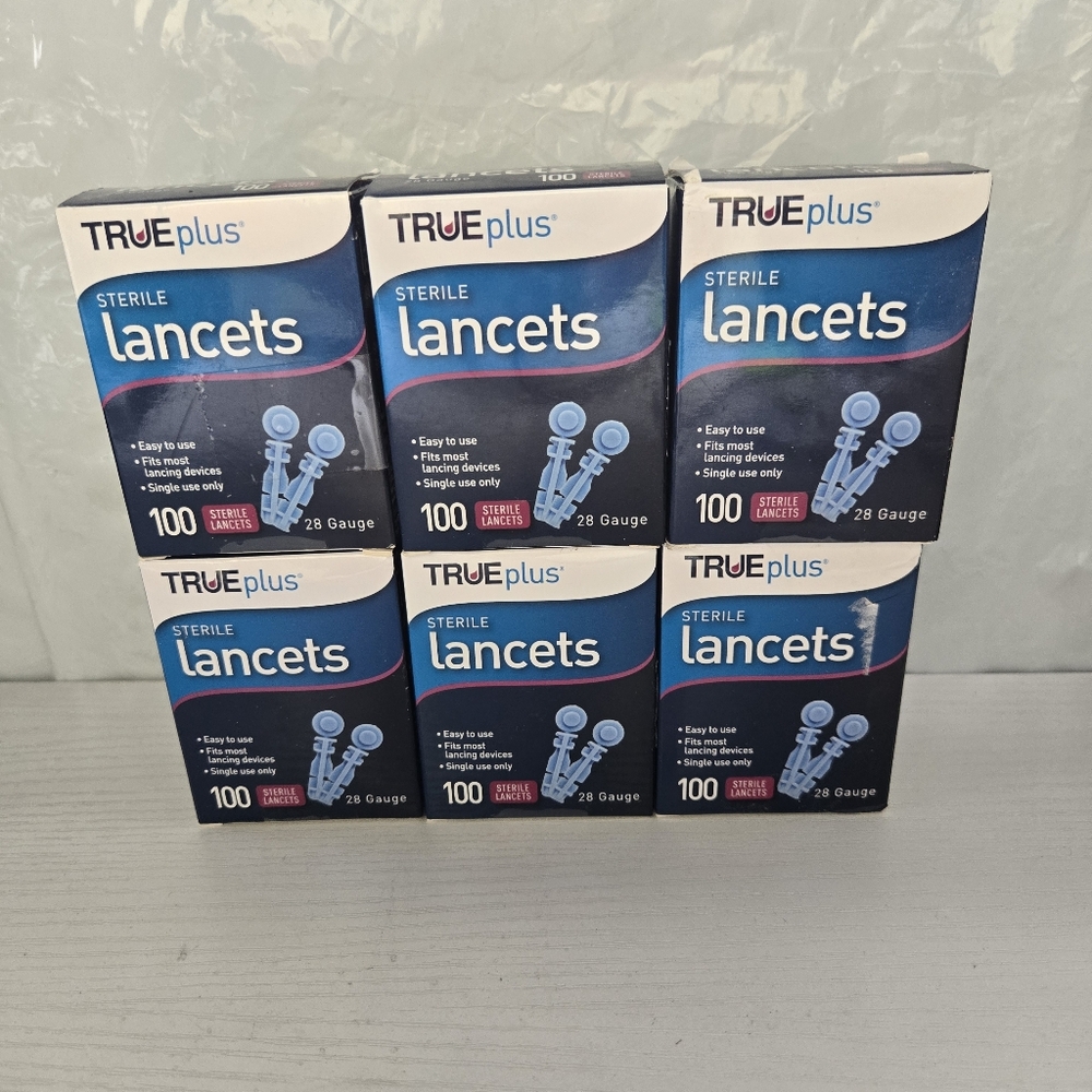 TRUEplus Sterile Lancets - Blue Packaging 100 28 gauge Lot Of 6